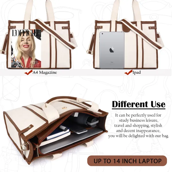white_Canvas_Premium_Laptop_Tote_Bag_For_Women