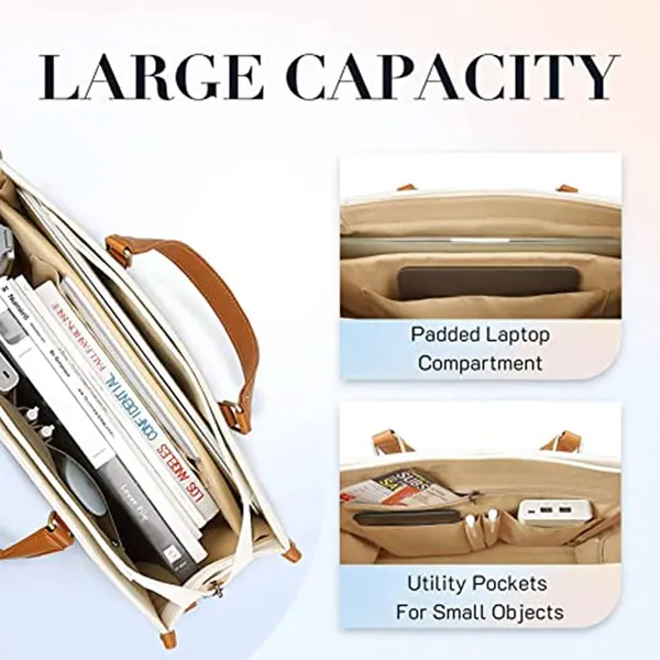 Beige_And_Tan_Canvas_Premium_Laptop_Tote_Bag_For_Women