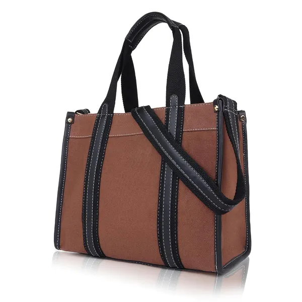 Brown_And_Tan_Canvas_Premium_Handbag_For_Women