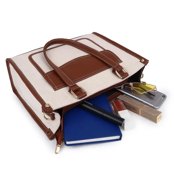 Beige_And_Tan_Canvas_Premium_Handbag_For_Women