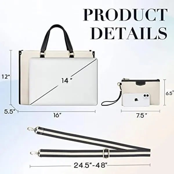 Beige_And_Black_Canvas_Premium_Laptop_Tote_Bag_For_Women