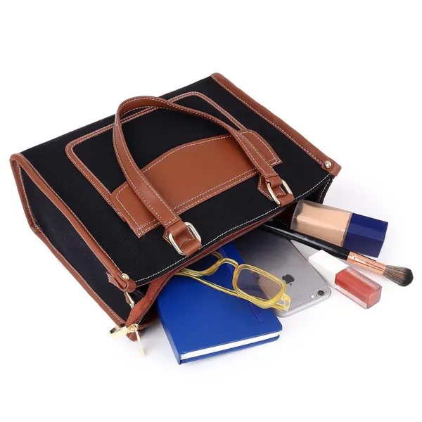Black_And_Tan_Canvas_Premium_Handbag_For_Women