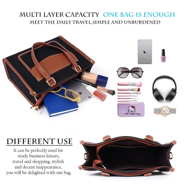 Black_And_Tan_Canvas_Premium_Handbag_For_Women
