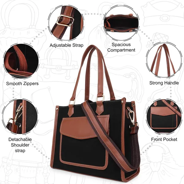 Black_And_Tan_Canvas_Premium_Handbag_For_Women