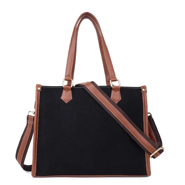 Black_And_Tan_Canvas_Premium_Handbag_For_Women