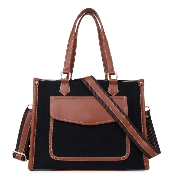 Black_And_Tan_Canvas_Premium_Handbag_For_Women