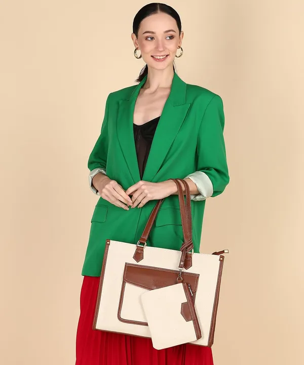 Beige_And_Tan_Canvas_Premium_Laptop_Tote_Bag_For_Women