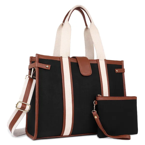 Black_And_Tan_Canvas_Premium_Laptop_Tote_Bag_For_Women
