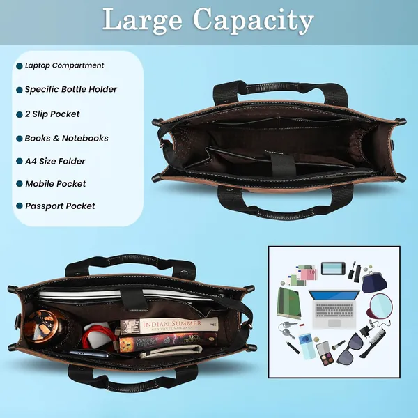 Brown_And_Black_Canvas_Premium_Laptop_Tote_Bag_For_Women