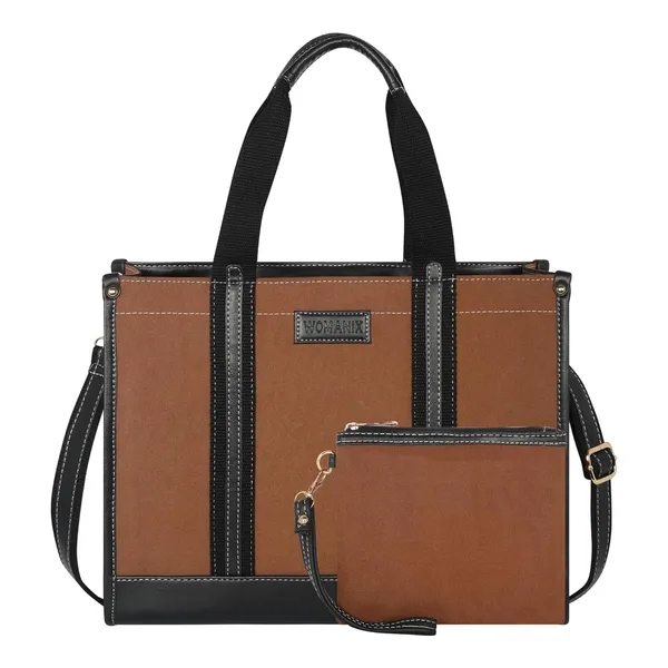 Brown_And_Black_Canvas_Premium_Laptop_Tote_Bag_For_Women