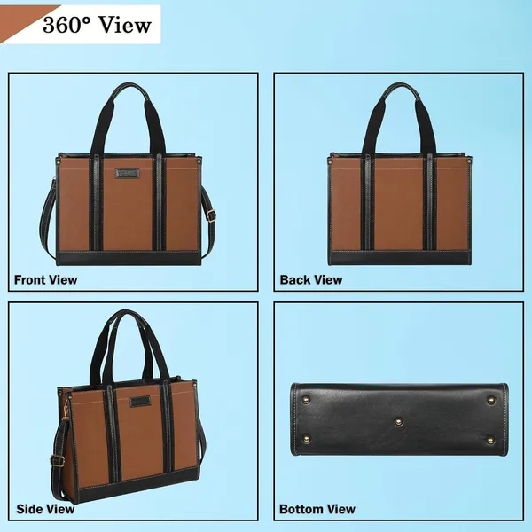 Brown_And_Black_Canvas_Premium_Laptop_Tote_Bag_For_Women