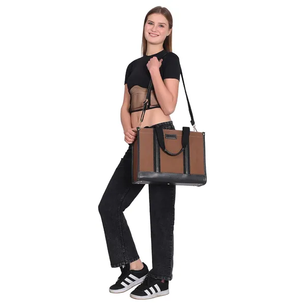 Brown_And_Black_Canvas_Premium_Laptop_Tote_Bag_For_Women