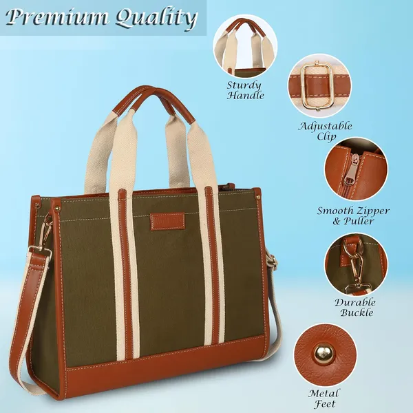 Green_And_Tan_Canvas_Premium_Laptop_Tote_Bag_For_Women