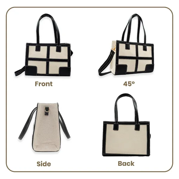 Beige_And_Black_Canvas_Premium_Handbag_For_Women