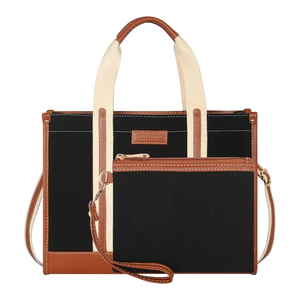 Black_And_Tan_Canvas_Premium_Laptop_Tote_Bag_For_Women