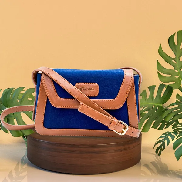 Blue_And_Tan_Canvas_Premium_Sling_Bag_For_Women