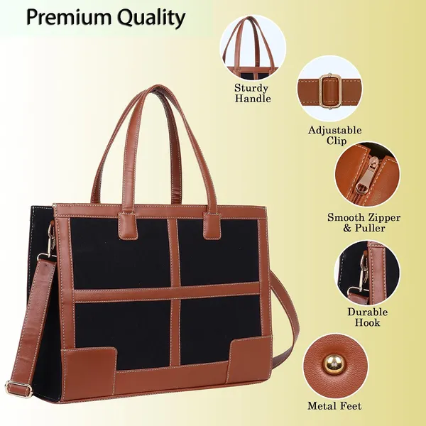 Black_And_Tan_Canvas_Premium_Laptop_Tote_Bag_For_Women