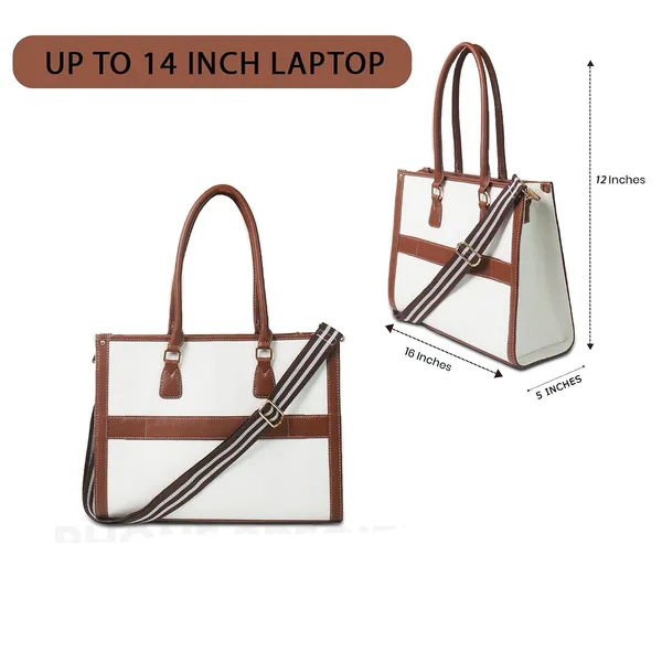 Beige_And_Tan_Canvas_Premium_Laptop_Tote_Bag_For_Women