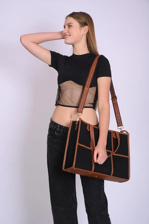 Black_And_Tan_Canvas_Premium_Laptop_Tote_Bag_For_Women