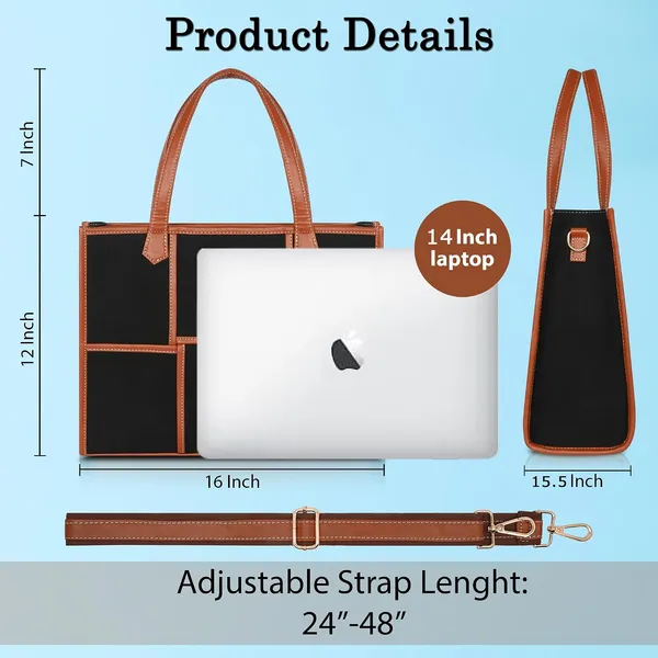 Black_And_Tan_Canvas_Premium_Laptop_Tote_Bag_For_Women