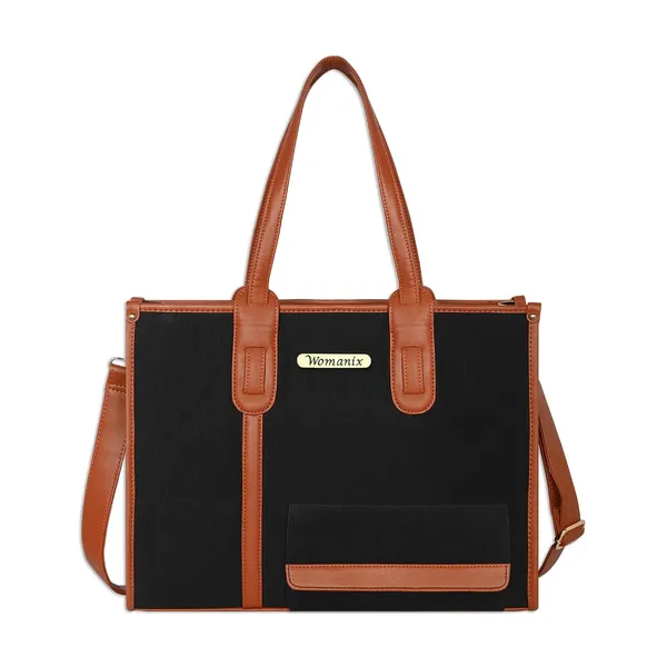 Black_And_Tan_Canvas_Premium_Laptop_Tote_Bag_For_Women