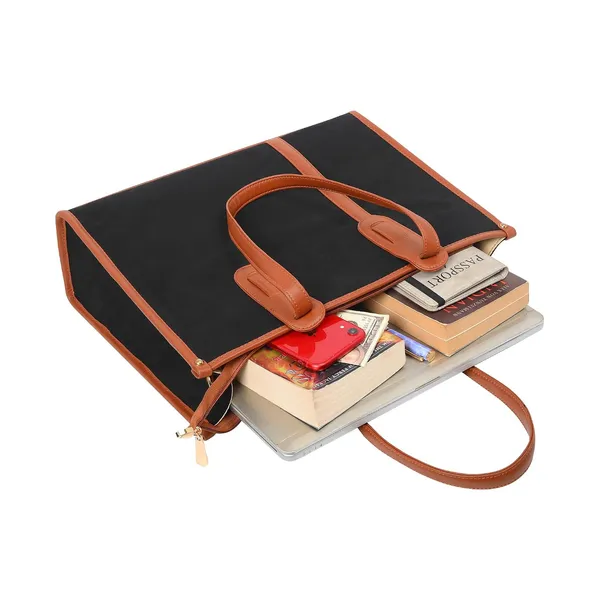 Black_And_Tan_Canvas_Premium_Laptop_Tote_Bag_For_Women