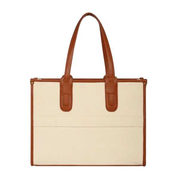 Beige_And_Tan_Canvas_Premium_Laptop_Tote_Bag_For_Women