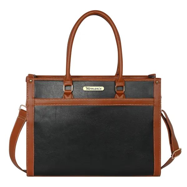 Black_And_Tan_Pu_Premium_Laptop_Tote_Bag_For_Women