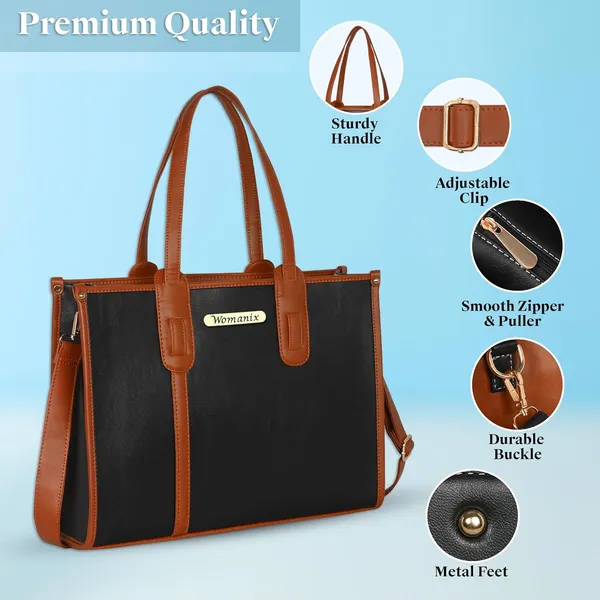 Black_And_Tan_Pu_Premium_Laptop_Tote_Bag_For_Women