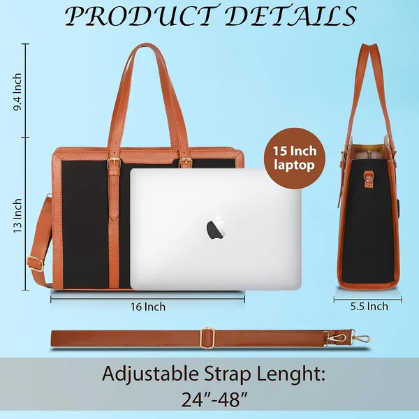 Black_And_Tan_Canvas_Premium_Laptop_Tote_Bag_For_Women