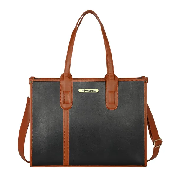 Black_And_Tan_Pu_Premium_Laptop_Tote_Bag_For_Women