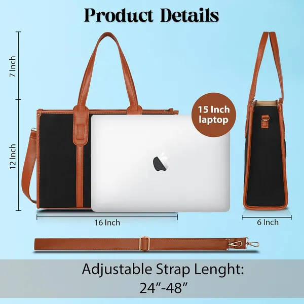 Black_And_Tan_Canvas_Premium_Laptop_Tote_Bag_For_Women