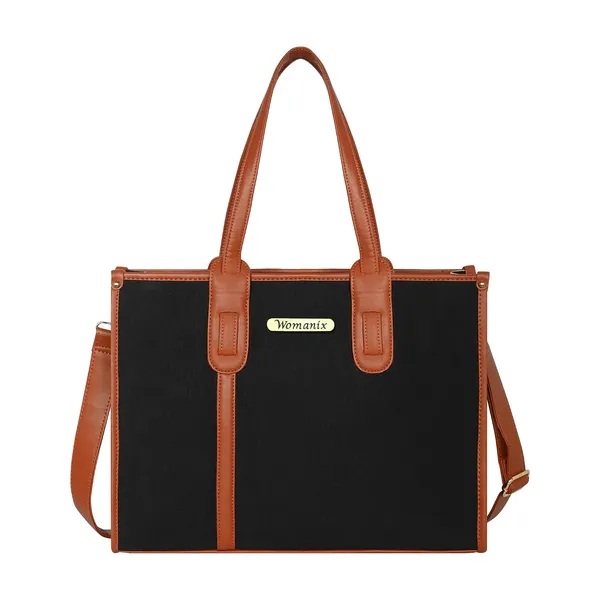 Black_And_Tan_Canvas_Premium_Laptop_Tote_Bag_For_Women