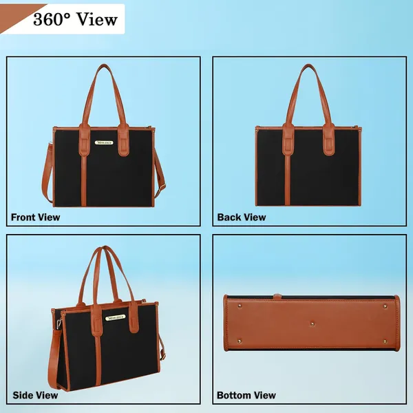 Black_And_Tan_Canvas_Premium_Laptop_Tote_Bag_For_Women