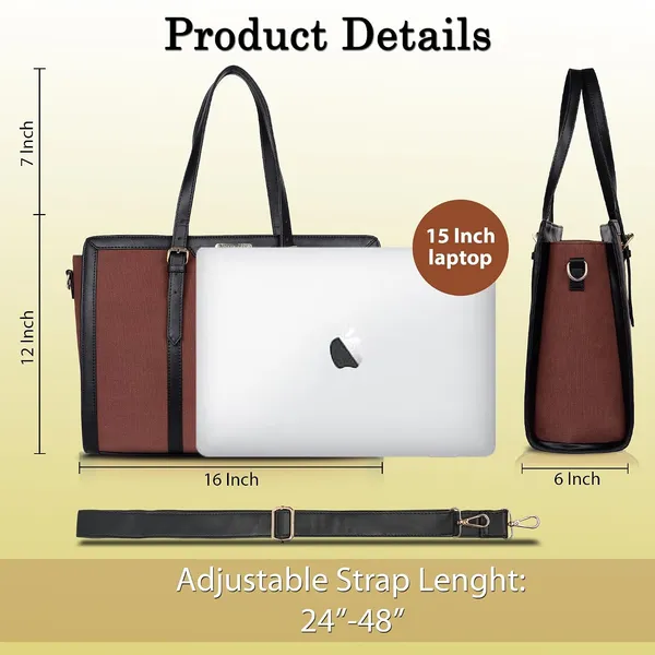 Brown_And_Black_Canvas_Premium_Laptop_Tote_Bag_For_Women
