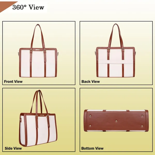 Beige_And_Tan_Canvas_Premium_Laptop_Tote_Bag_For_Women