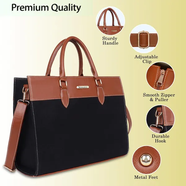 Black_And_Tan_Canvas_Premium_Laptop_Tote_Bag_For_Women