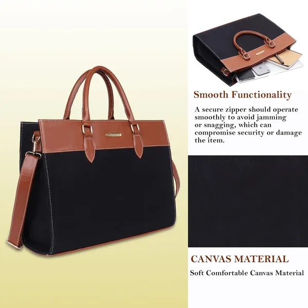 Black_And_Tan_Canvas_Premium_Laptop_Tote_Bag_For_Women