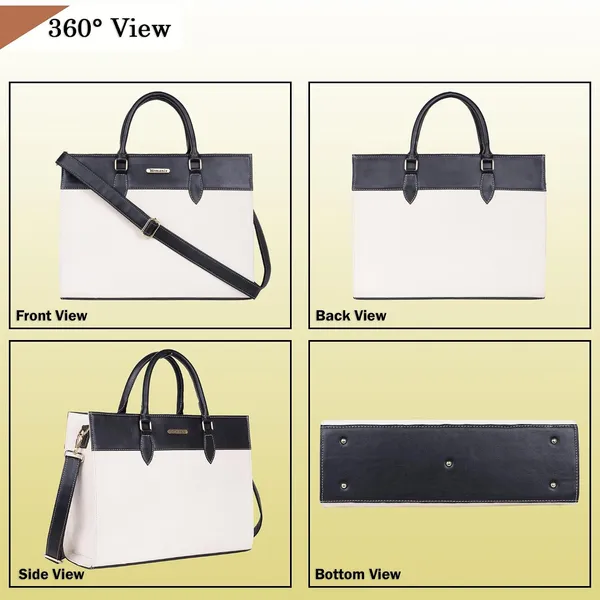 Beige_And_Black_Canvas_Premium_Laptop_Tote_Bag_For_Women
