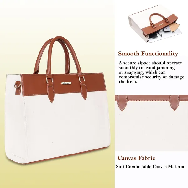 Beige_And_Tan_Canvas_Premium_Laptop_Tote_Bag_For_Women