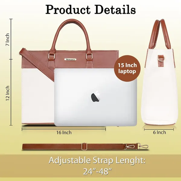 Beige_And_Tan_Canvas_Premium_Laptop_Tote_Bag_For_Women