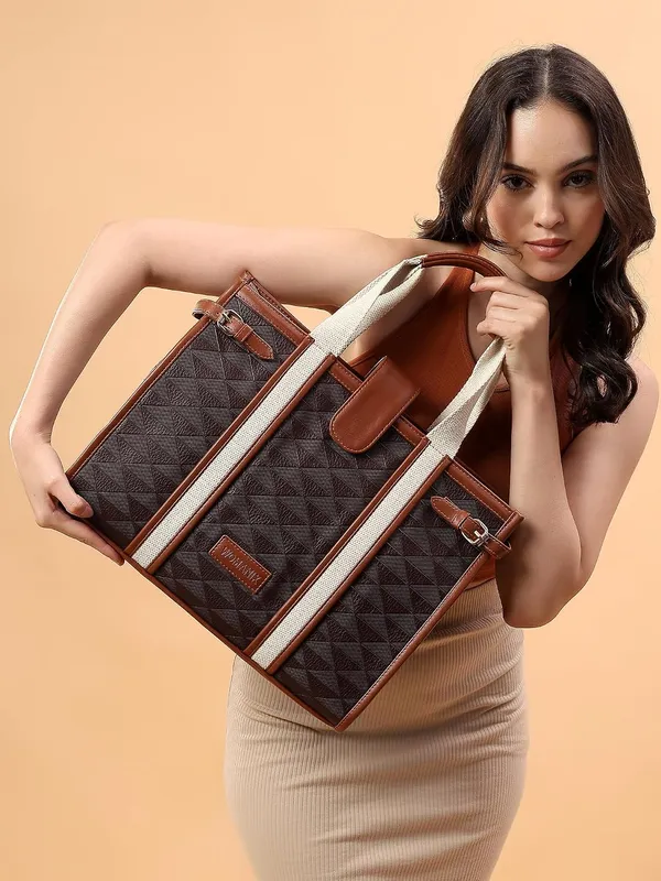 Brown_And_Tan_Pu_Premium_Laptop_Tote_Bag_For_Women