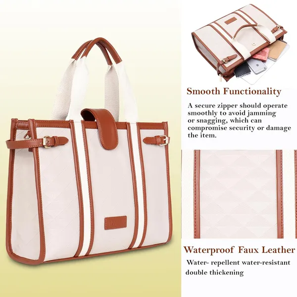 Beige_And_Tan_Pu_Premium_Laptop_Tote_Bag_For_Women