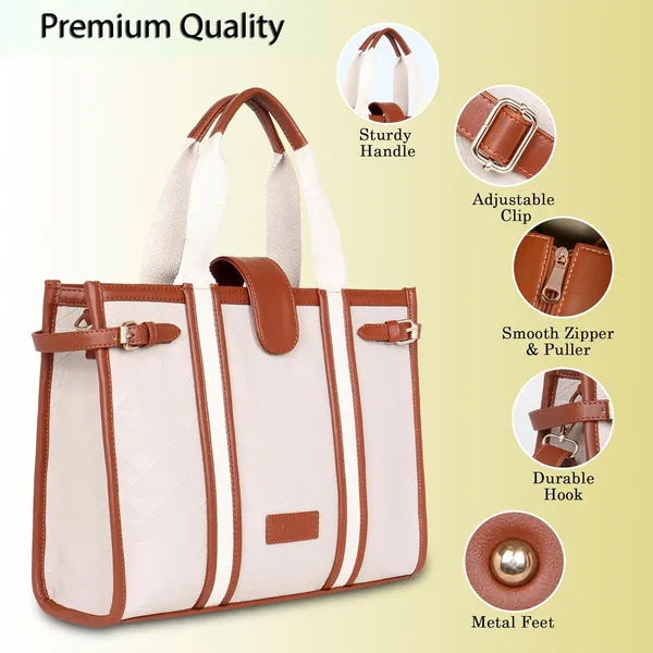Beige_And_Tan_Pu_Premium_Laptop_Tote_Bag_For_Women