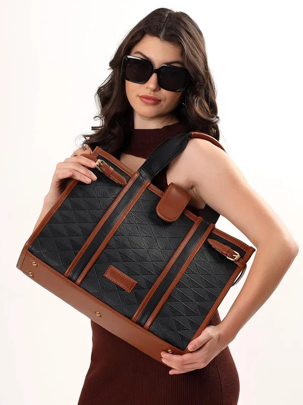 Black_And_Tan_Pu_Premium_Laptop_Tote_Bag_For_Women