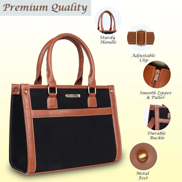 Black_And_Tan_Canvas_Premium_Handbag_For_Women