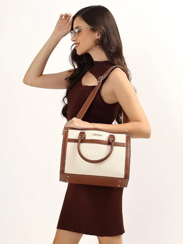 Beige_And_Black_Canvas_Premium_Handbag_For_Women