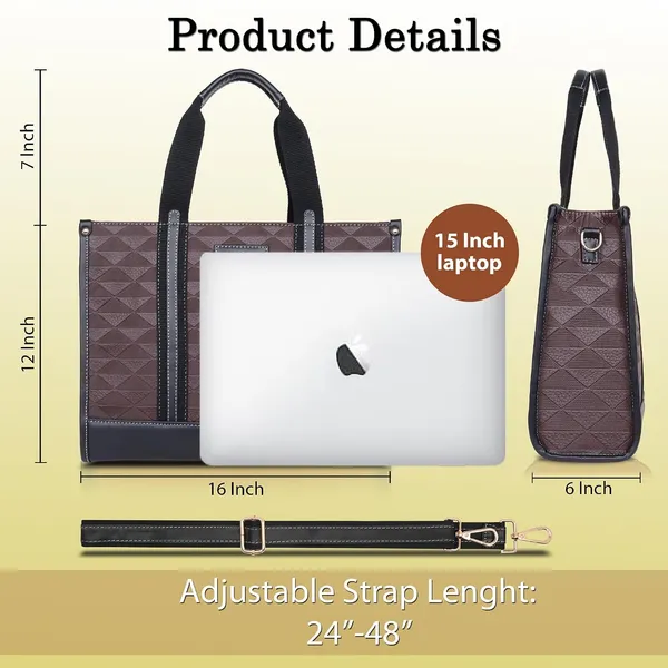 Brown_And_Black_Pu_Premium_Laptop_Tote_Bag_For_Women