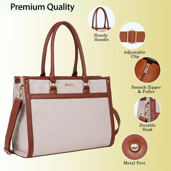 Beige_And_Tan_Pu_Premium_Laptop_Tote_Bag_For_Women