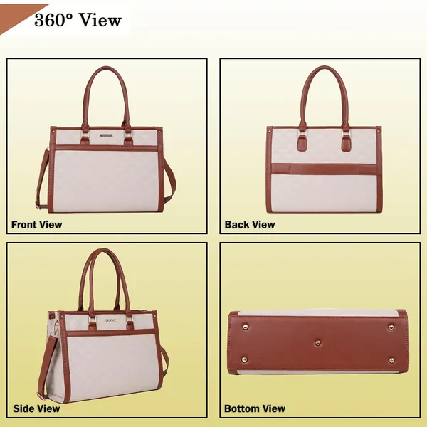 Beige_And_Tan_Pu_Premium_Laptop_Tote_Bag_For_Women